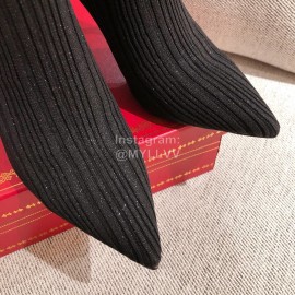 Rene Caovilla Retro Pointed High Heeled Boots For Women Black