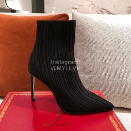 Rene Caovilla Retro Pointed High Heeled Boots For Women Black