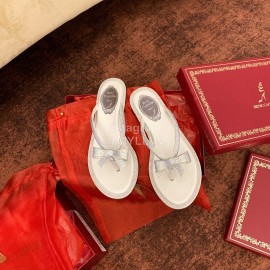 Rene Caovilla New Diamond Silk Bow Flip Flops For Women White