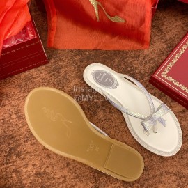Rene Caovilla New Diamond Silk Bow Flip Flops For Women White