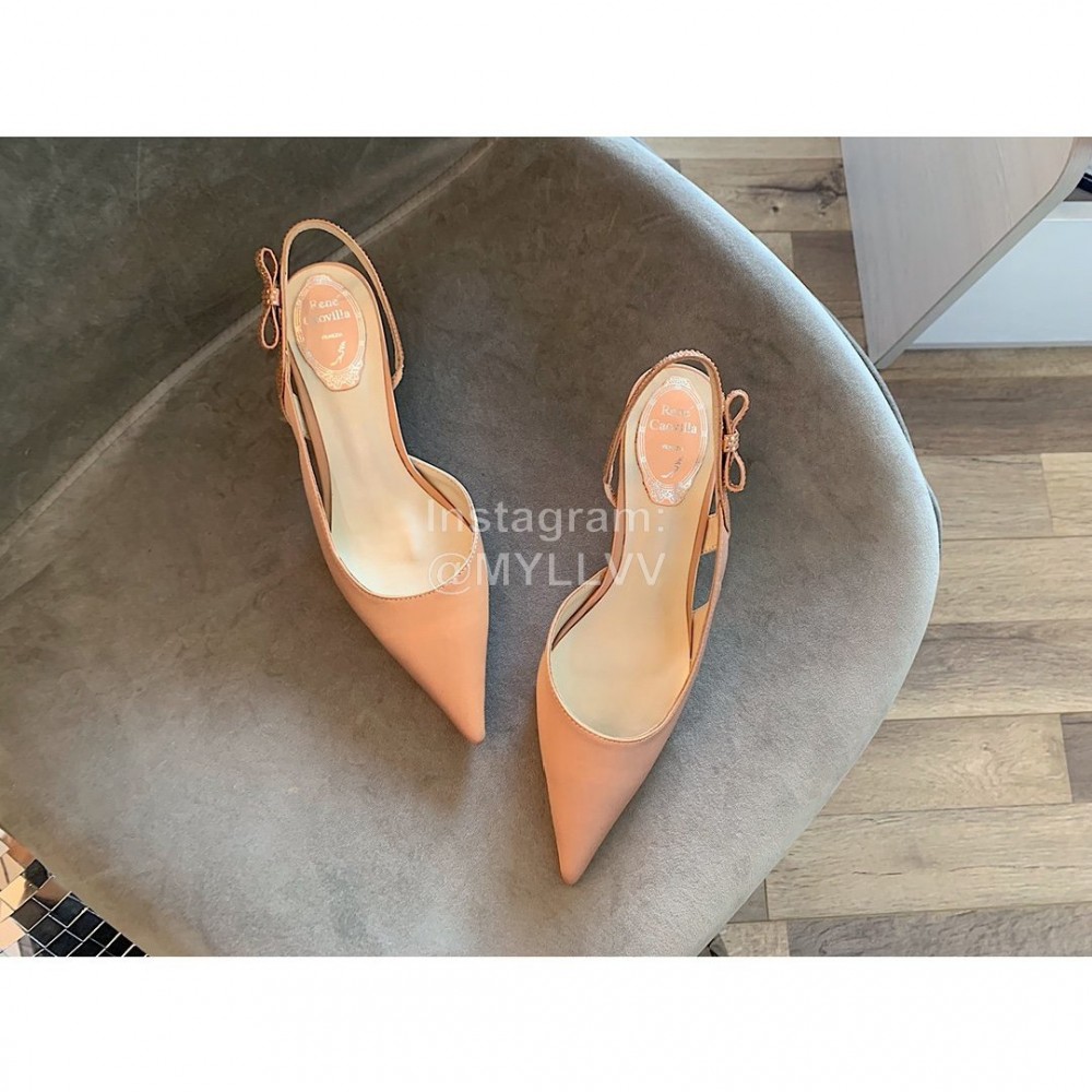 Rene Caovilla New Silk Sheepskin High Heel Sandals For Women Pink