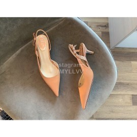 Rene Caovilla New Silk Sheepskin High Heel Sandals For Women Pink