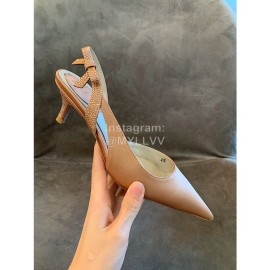 Rene Caovilla New Silk Sheepskin High Heel Sandals For Women Pink