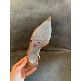 Rene Caovilla New Silk Sheepskin High Heel Sandals For Women Pink