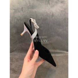 Rene Caovilla New Black Silk Bow Sheepskin High Heel Sandals For Women