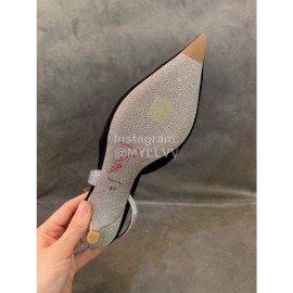 Rene Caovilla New Black Silk Bow Sheepskin High Heel Sandals For Women