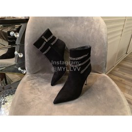 Rene Caovilla Autumn Winter New Black Suede High Heeled Boots For Women 