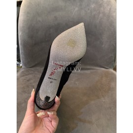 Rene Caovilla Autumn Winter New Black Suede High Heeled Boots For Women 