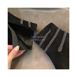 Rene Caovilla Autumn Winter New Black Suede High Heeled Boots For Women 