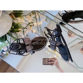 Rene Caovilla New Diamond Bow Sheepskin Flat Heel Sandals For Women Black