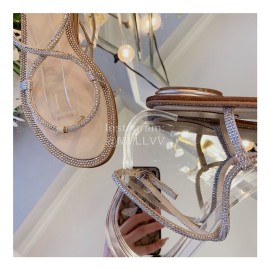 Rene Caovilla New Diamond Sheepskin Flat Heel Sandals For Women Apricot