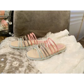 Rene Caovilla Summer Crystal Diamond Belt Slippers For Women 