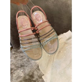 Rene Caovilla Summer Crystal Diamond Belt Slippers For Women 