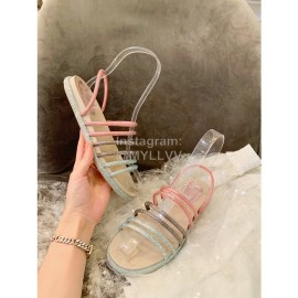 Rene Caovilla Summer Crystal Diamond Belt Slippers For Women 