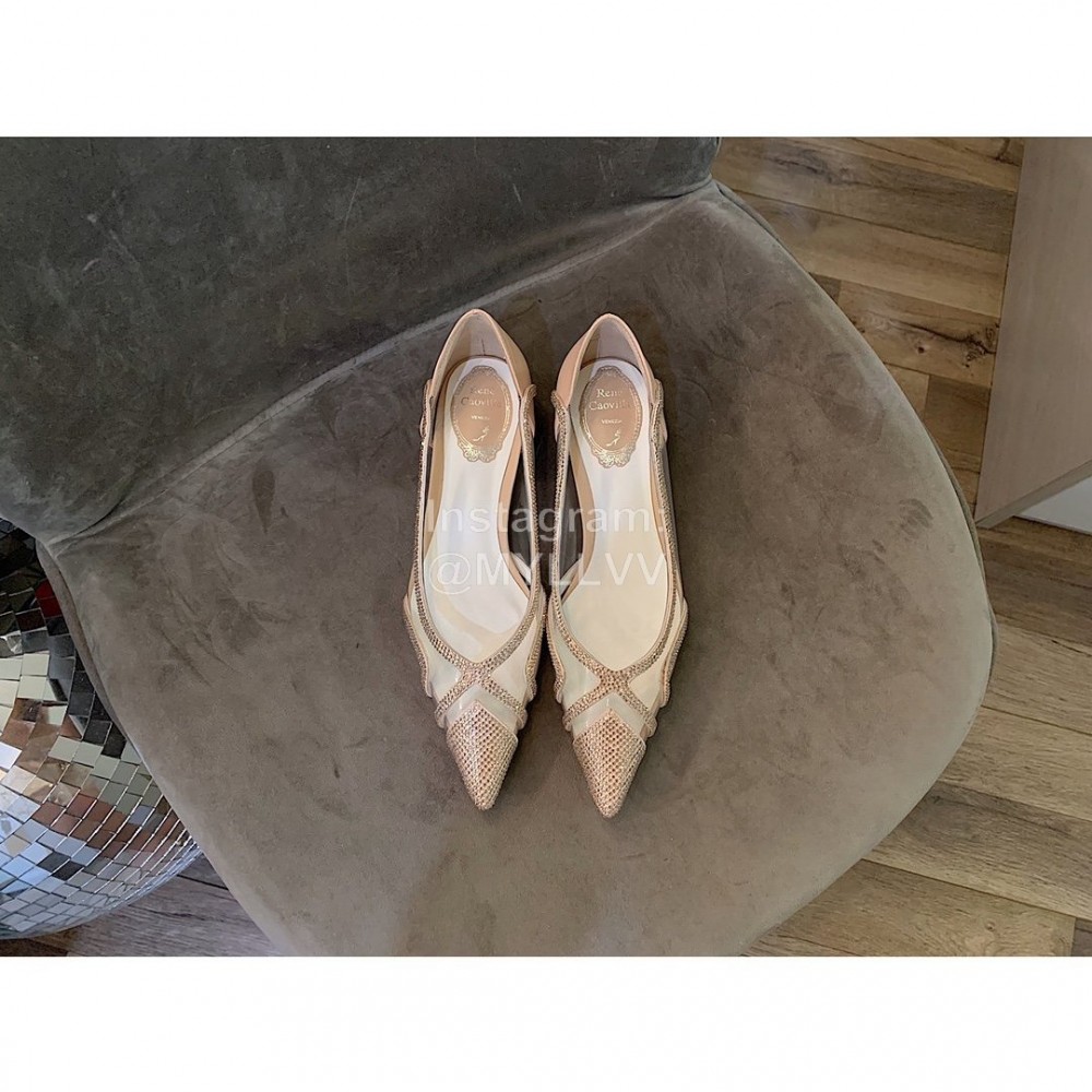 Rene Caovilla Autumn Diamond Pointed High Heels For Women Gold