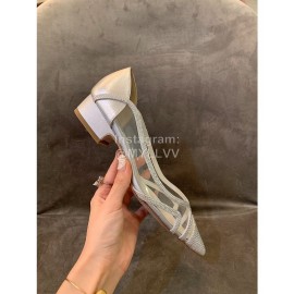 Rene Caovilla Autumn Diamond Pointed High Heels For Women Silver