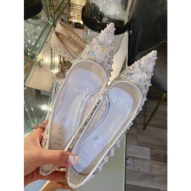 Rene Caovilla Autumn Net Lace Pointed High Heels For Women White