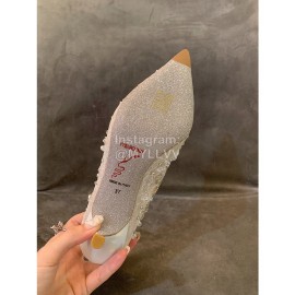 Rene Caovilla Autumn Net Lace Pointed High Heels For Women White