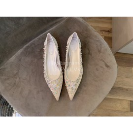 Rene Caovilla New Net Lace Pointed High Heels For Women White