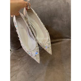 Rene Caovilla New Net Lace Pointed High Heels For Women White