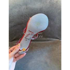 Rene Caovilla Summer New Sheepskin High Heel Sandals For Women Red