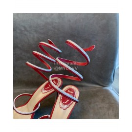 Rene Caovilla Summer New Sheepskin High Heel Sandals For Women Red