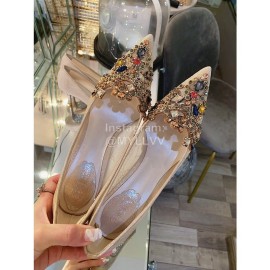 Rene Caovilla Autumn Net Lace Pointed High Heels For Women Gold