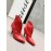 Rene Caovilla Soft Red Sheepskin Pointed High Heel Boots For Women 