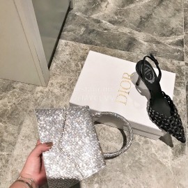 Rene Caovilla Spring Summer Mesh Diamond High Heels For Women Gold