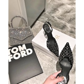 Rene Caovilla Spring Summer Mesh Diamond High Heels For Women Gold