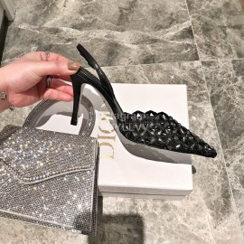 Rene Caovilla Spring Summer Mesh Diamond High Heels For Women Gold