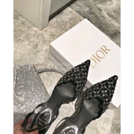 Rene Caovilla Spring Summer Mesh Diamond High Heels For Women Gold