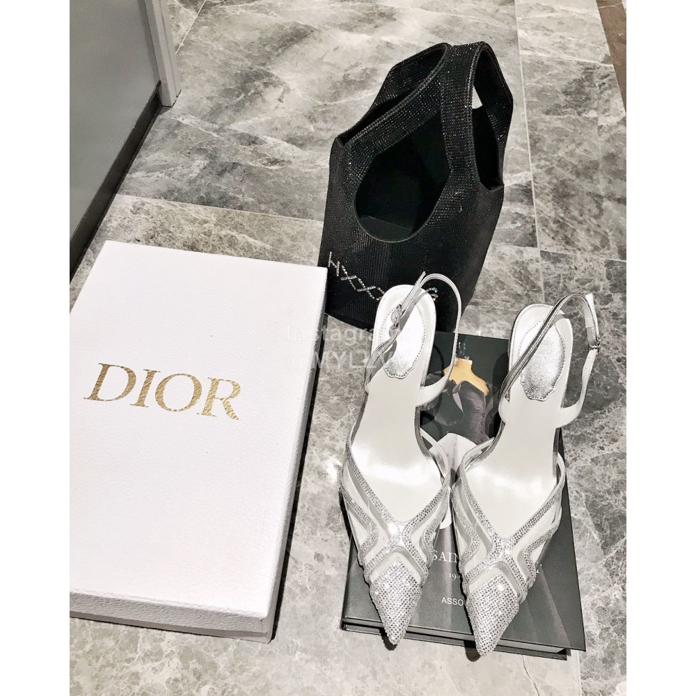 Rene Caovilla Crystal Pvc Pointed High Heel Sandals For Women Silver