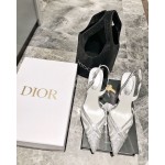 Rene Caovilla Crystal Pvc Pointed High Heel Sandals For Women Silver