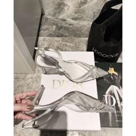 Rene Caovilla Crystal Pvc Pointed High Heel Sandals For Women Silver