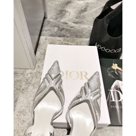 Rene Caovilla Crystal Pvc Pointed High Heel Sandals For Women Silver