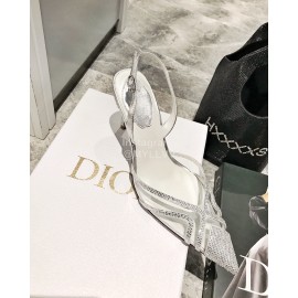 Rene Caovilla Crystal Pvc Pointed High Heel Sandals For Women Silver