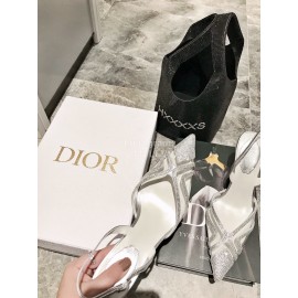 Rene Caovilla Crystal Pvc Pointed High Heel Sandals For Women Silver