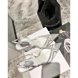 Rene Caovilla Crystal Pvc Pointed High Heel Sandals For Women Silver