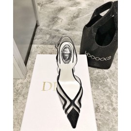 Rene Caovilla Crystal Pvc Pointed High Heel Sandals For Women Black