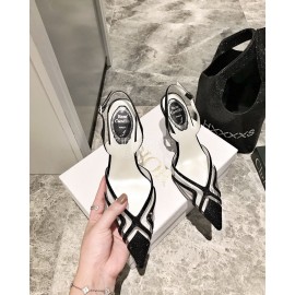 Rene Caovilla Crystal Pvc Pointed High Heel Sandals For Women Black