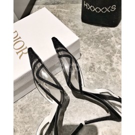 Rene Caovilla Crystal Pvc Pointed High Heel Sandals For Women Black