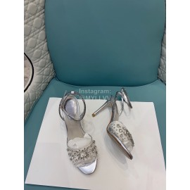 Rene Caovilla Crystal Pvc High Heel Sandals For Women Silver