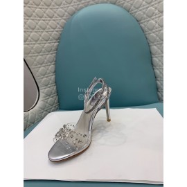 Rene Caovilla Crystal Pvc High Heel Sandals For Women Silver