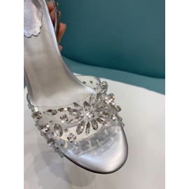 Rene Caovilla Crystal Pvc High Heel Sandals For Women Silver