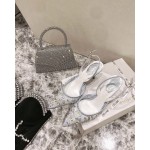 Rene Caovilla Elegant Lace Crystal Pointed High Heel Sandals For Women Blue