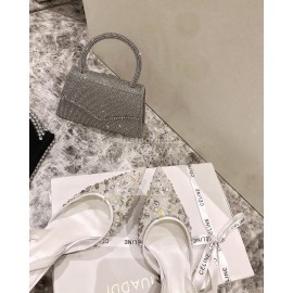 Rene Caovilla Elegant Lace Crystal Pointed High Heel Sandals For Women White