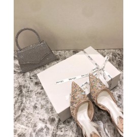 Rene Caovilla Elegant Lace Crystal Pointed High Heel Sandals For Women Orange