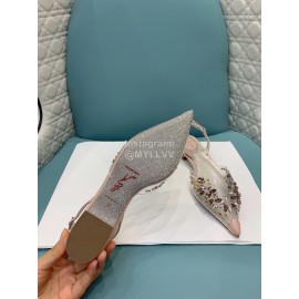 Rene Caovilla Pvc Crystal Pointed Sandals For Women Pink