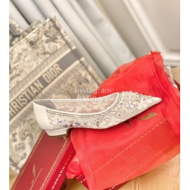 Rene Caovilla Crystal Lace Sheepskin High Heels White For Women 